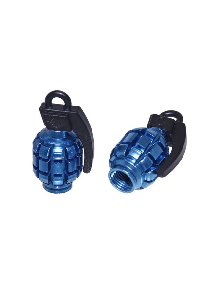 Grenade Valve Caps Blue Schrader Valve.